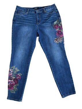 Women's Embroidered Floral Jeans Nine West 12